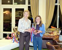 Katy Mellor with the Blue G Trophy